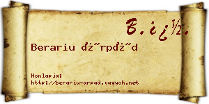 Berariu Árpád névjegykártya
